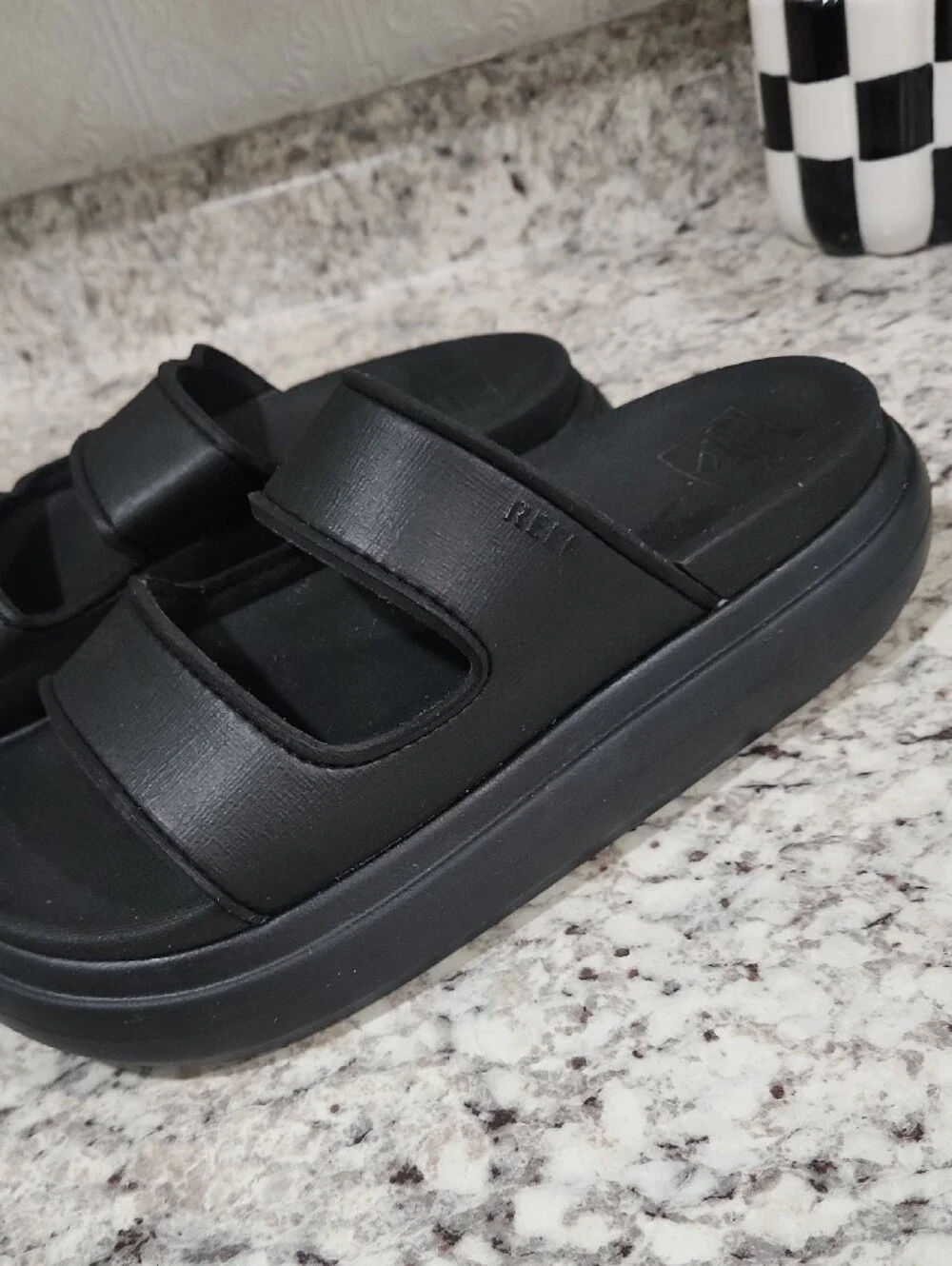 Reef Men's Black Double-Strap Slide Sandals
